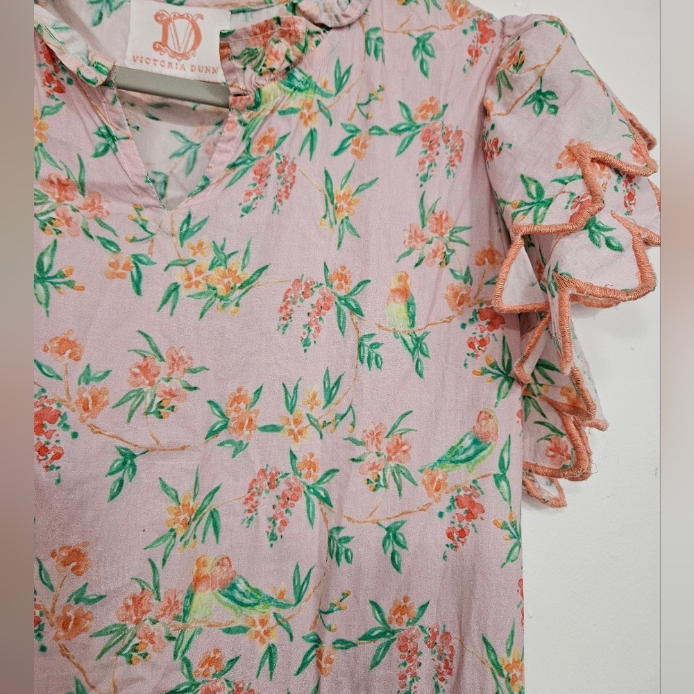 Victoria Dunn Pink Floral Ruffle Tiered Midi Dress - Picture 3 of 7